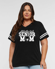 Women's V-neck S/S Black Tee - Senior Mom Glitter