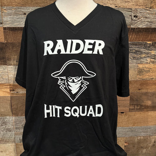 Black V-neck S/S tee- Raider Hit Squad