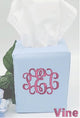 Cotton Pique Tissue Box Cover with Embroidery