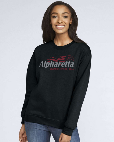 Black Crewneck Sweatshirt - Basketball Flame Design