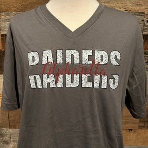 Charcoal S/S V-neck Tee - Split Raiders