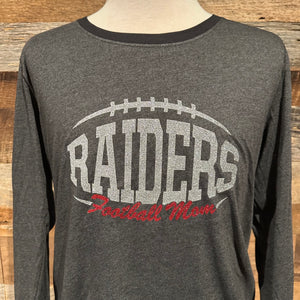 Long Sleeve Heather Charcoal tee - Glitter Football Mom