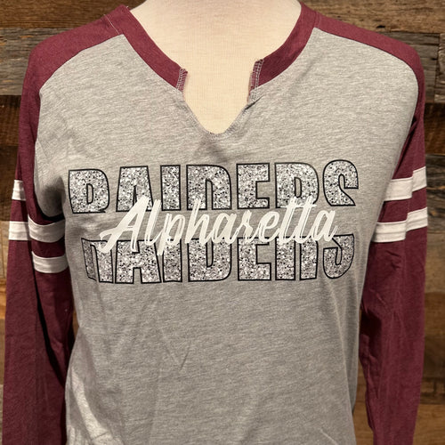 Maroon/Gray Long Sleeve Jersey - Split Raiders Alpharetta (white letters)