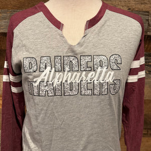 Maroon/Gray Long Sleeve Jersey - Split Raiders Alpharetta (white letters)