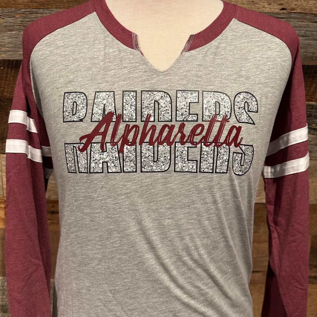 Maroon/Gray Long Sleeve Jersey - Split Raiders Alpharetta (maroon letters)