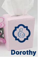 Cotton Pique Tissue Box Cover with Embroidery