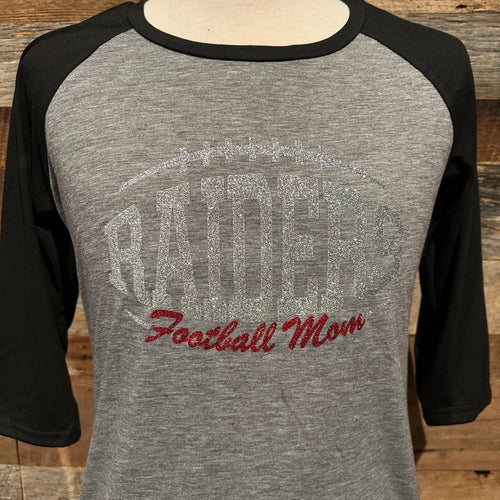 3/4 Sleeve Raglan Tee - Glitter Football Mom
