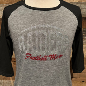 3/4 Sleeve Raglan Tee - Glitter Football Mom