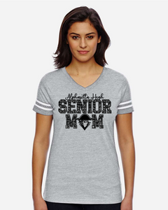 Women's V-neck S/S  Gray Tee - Senior Mom