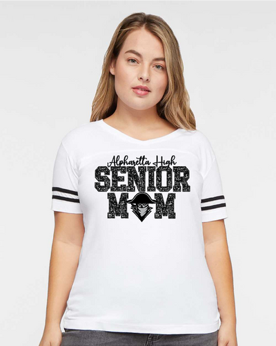 Women's V-neck S/S  White Tee - Senior Mom