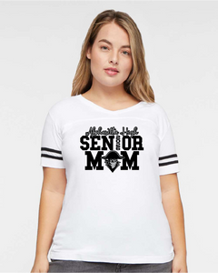 Women's V-neck S/S  White Tee - Senior Mom