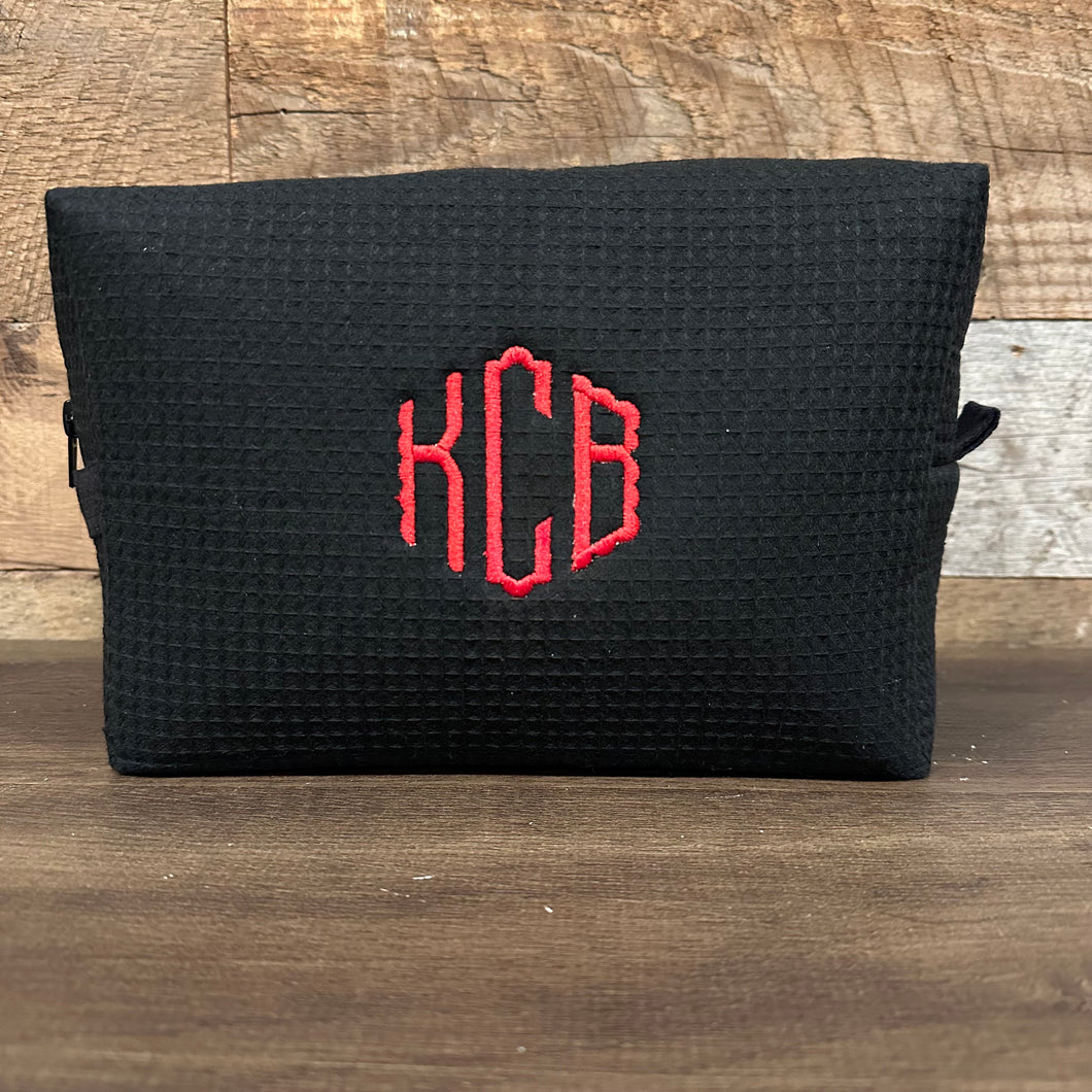 Cosmetic Bag - Waffle Cotton with embroidery