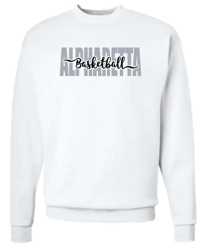 White Crewneck Sweatshirt - Basketball Script