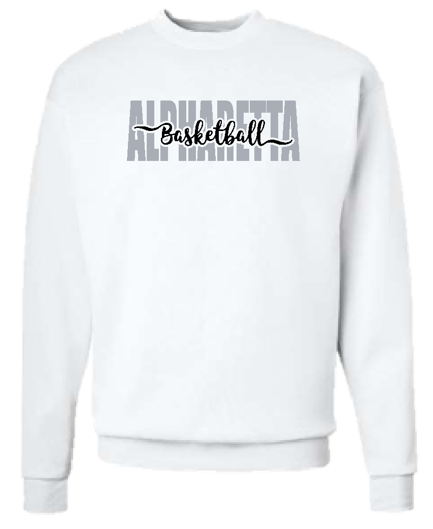 White Crewneck Sweatshirt - Basketball Script