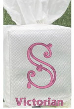 Cotton Pique Tissue Box Cover with Embroidery